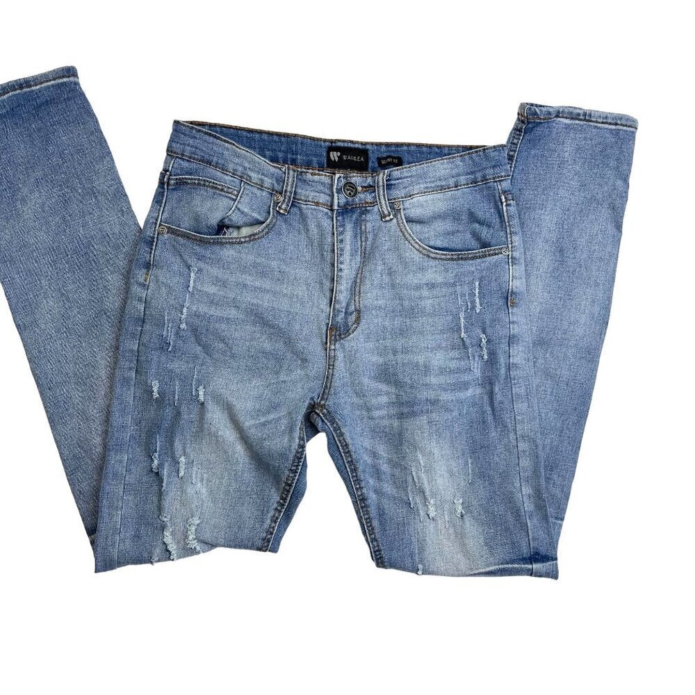 Waimea Skinny Fit Jeans Men's 30 x 32 Distressed Denim Straight Leg